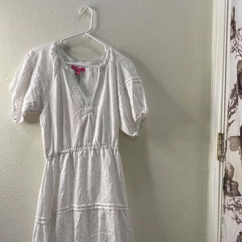 Betsey Johnson Confetti White Tiered Midi Dress